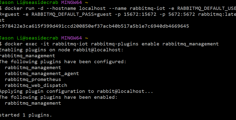运行 RabbitMQ 并安装插件